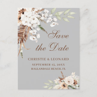 Cartão Postal Casamento de Boho Elegante de Aquarela Salvar a Da