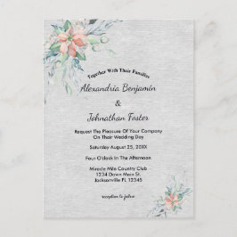 Cartão Postal Casamento de Buquê das Flores de Pêssego Elegante