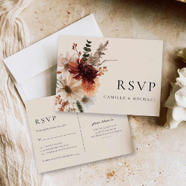 Cartão Postal Casamento De Burgundy Fall Rsvp