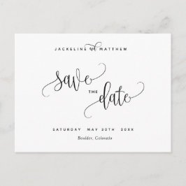 Cartão Postal Casamento de Caligrafia Moderna Elegante Salva a D