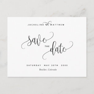 Cartão Postal Casamento de Caligrafia Moderna Elegante Salva a D