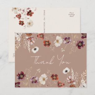 Cartão Postal Casamento de Campo de Flores Selvagens de Outono A