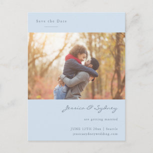 Cartão Postal Casamento de Casal com Letra Azul Suave