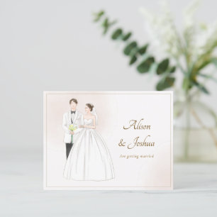 Cartão Postal Casamento de casal estético branco