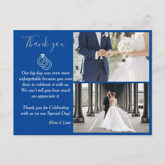 Cartão Postal Casamento de Casamento de Casamento Azul e Prata O (Frente)