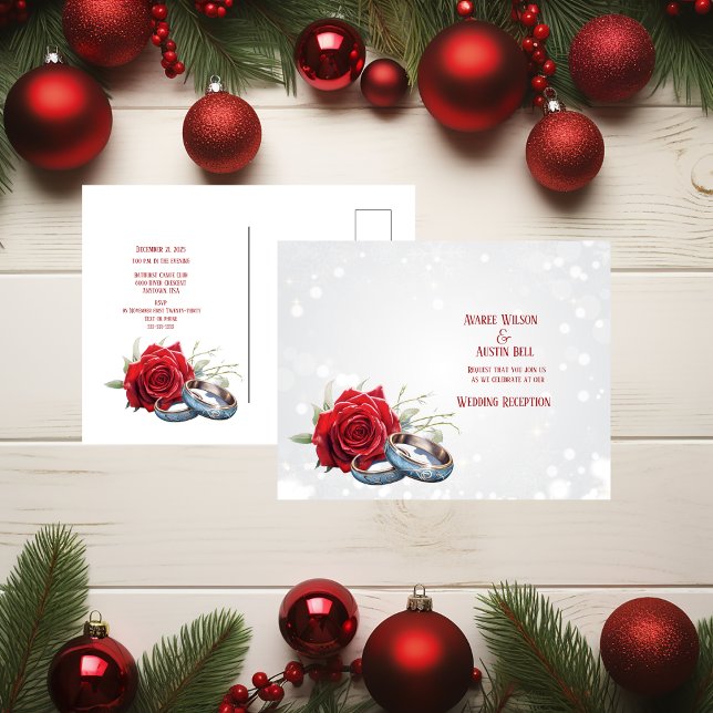 Cartão Postal Casamento de Casamentos Azuis do Rosa vermelha (Criador carregado)