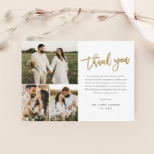 Casamento de Colagem de Fotos com Script Dourado M