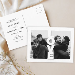 Cartão Postal Casamento de colagem de fotos de amor minimalista 