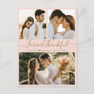 Cartão Postal Casamento De Colagem De Fotos De Escrito Agradecid