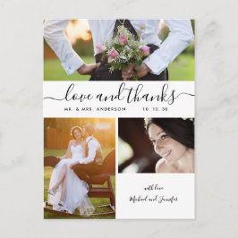 Cartão Postal Casamento de Colagem de Fotos de Script Simples Ob