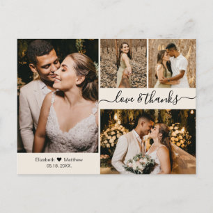 Cartão Postal Casamento de Colagem Fotográfica do Elegante Scrip