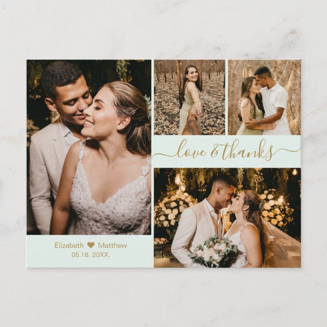 Cartão Postal Casamento de Colagem Fotográfica do Elegante Scrip (Frente)