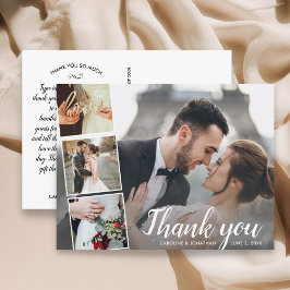 Cartão Postal Casamento de Colagem Fotográfica do Script Chic 4 