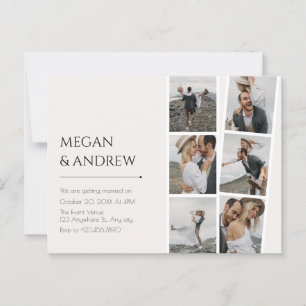 Cartão Postal Casamento de colagem fotográfica minimalista moder