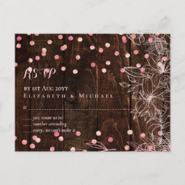 Cartão Postal Casamento de Confetti Rosa-Rosa-Rosa, Russo Modern