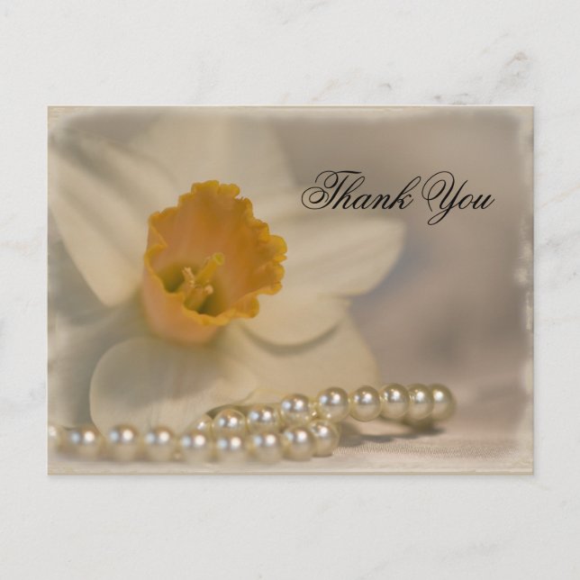 Cartão Postal Casamento de Daffodil e Pearls Obrigado (Frente)