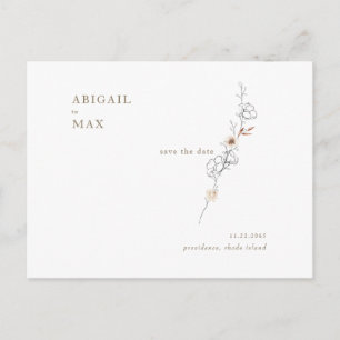 Cartão Postal Casamento de Destaque Floral Elegante Salvar a Dat