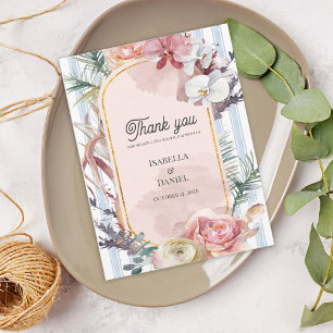 Cartão Postal Casamento de Destino com Orquídea Tropical Obrigad
