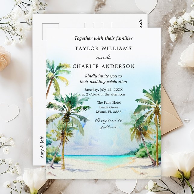 Cartão Postal Casamento de Destino de Praia Tropical (Criador carregado)