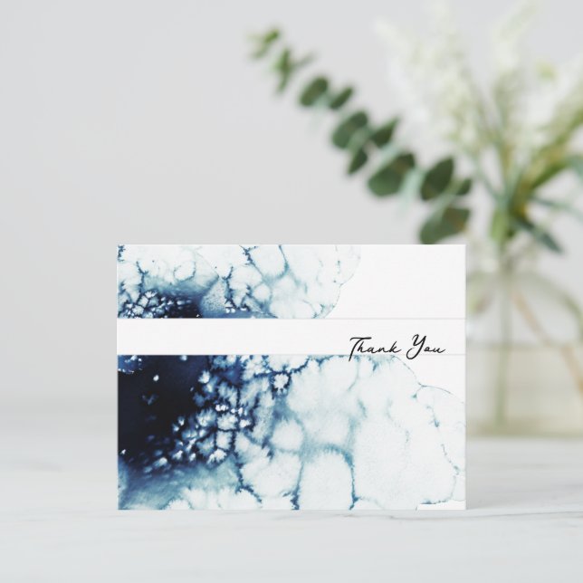 Cartão Postal Casamento de Destino Náutico Azul Obrigado (Em pé/Frente)