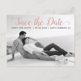 Cartão Postal Casamento de Dusty rosa: Salve a foto de Data