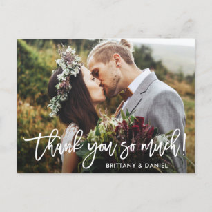 Cartão Postal Casamento De Escovas Modernas Muito Obrigado
