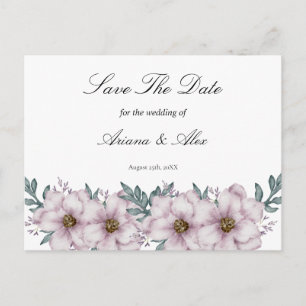 Cartão Postal Casamento de Eucalipto Floral Salve A Data