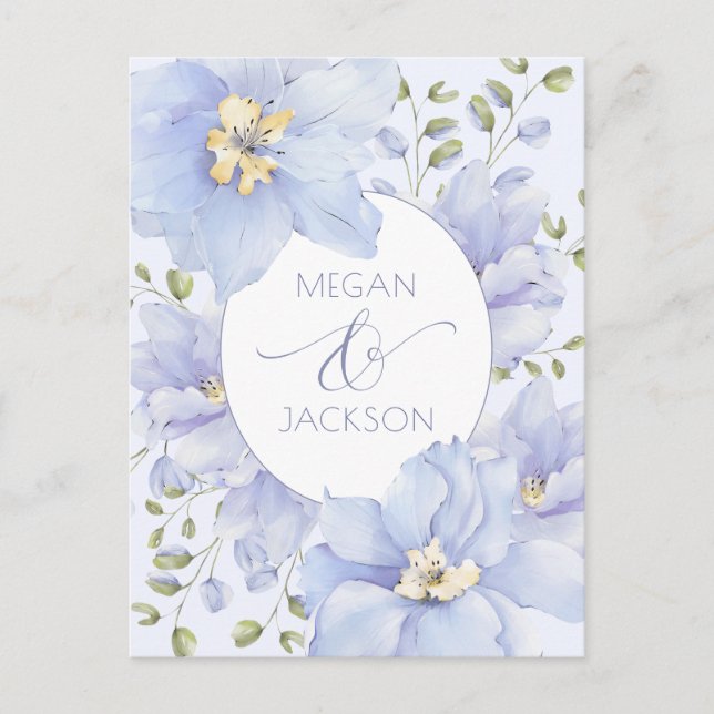 Cartão Postal Casamento de floração de flor mole púrpura (Frente)
