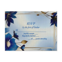 Casamento de flores azuis deco RSVP