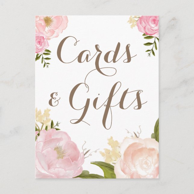 Cartão Postal Casamento de Flores Românticas de Aquarelas Cartõe (Frente)