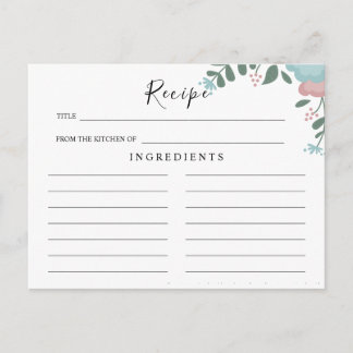 Cartão Postal Casamento de flores silvestres ,Cartão de Receita 