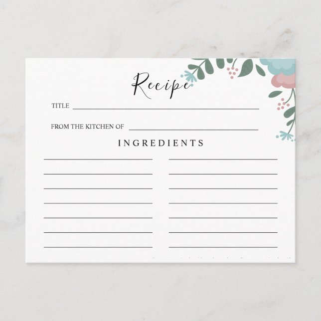 Cartão Postal Casamento de flores silvestres ,Cartão de Receita  (Frente)