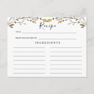 Cartão Postal Casamento de flores silvestres ,Cartão de Receita