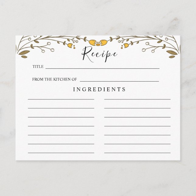 Cartão Postal Casamento de flores silvestres ,Cartão de Receita  (Frente)