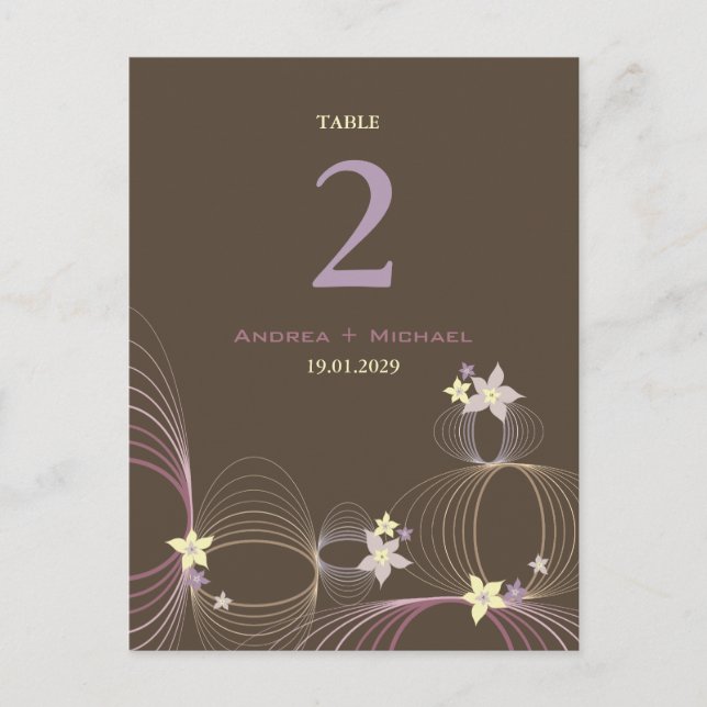 Cartão Postal Casamento de Flores Tropicais Roxas Ikebana Frangi (Frente)