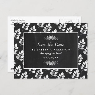 Cartão Postal Casamento De Folha De Chalkboard Salvar A Data
