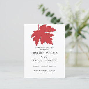 Cartão Postal Casamento de Folha de outono vermelho brilhante