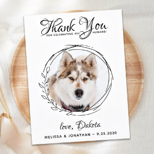 Cartão Postal Casamento de Folhagem de Cachorros de Pet Elegante