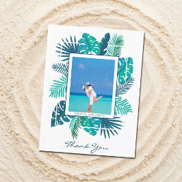 Cartão Postal Casamento de Folhagem de Praia Foto Personalizada 