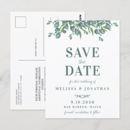 Cartão Postal Casamento De Folhagem Eucalyptus Botânica Salvar A