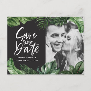 Cartão Postal Casamento de folhagem tropical e de fotografias co