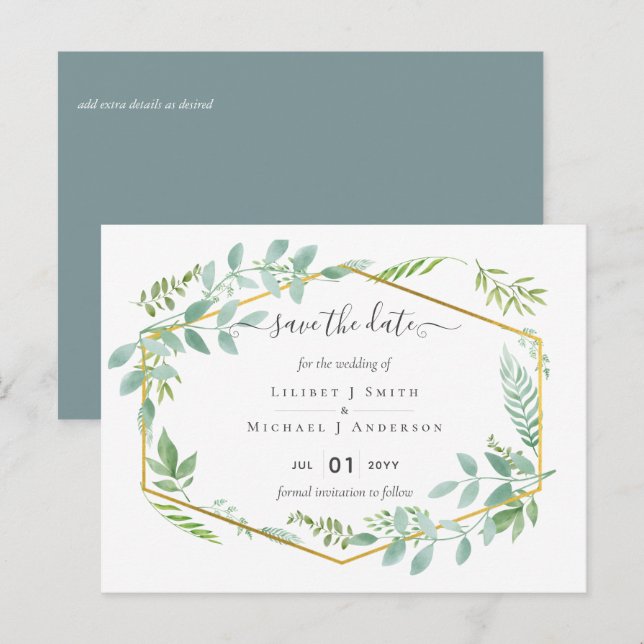 Cartão Postal Casamento de Folhas de Jardim Botânico Verde (Frente/Verso)