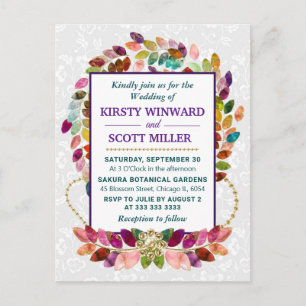 Cartão Postal Casamento de Folhas de Outono Coloridas