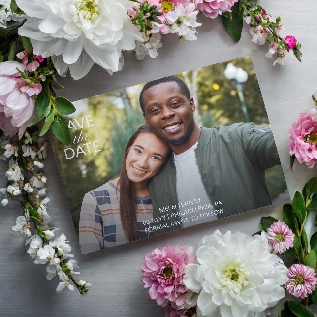Cartão Postal Casamento de Foto Casual Bonito Salve a Data (Criador carregado)