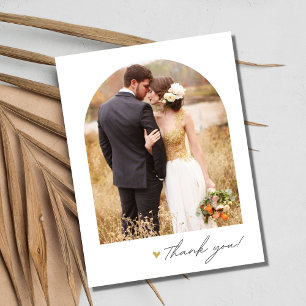 Cartão Postal Casamento de Foto com Arch de Script Simples Obrig