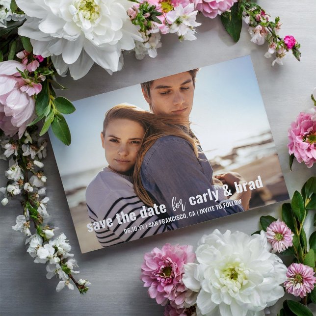 Cartão Postal Casamento de Foto de Break de Verão Salve a Data (Criador carregado)