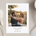 Cartão Postal Casamento de Foto de Quadro Moderno Altere a Data<br><div class="desc">Casamento personalizado muda a data do cartão postal com quadro branco moderno e design de caligrafia.</div>