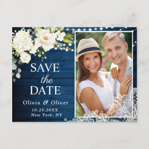 Cartão Postal Casamento de FOTO de Rosas Brancas Elegantes Salve