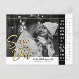 Cartão Postal Casamento de Foto do Calendário Salvar a Data