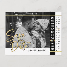 Cartão Postal Casamento de Foto do Calendário Salvar a Data